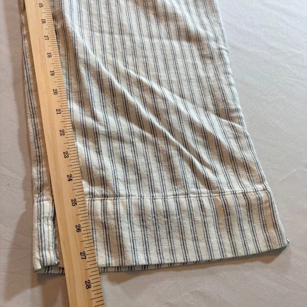 Banana Republic Linen Striped Pants Womens Medium Straight High Rise Drawstring